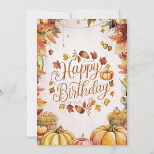Charming Cosy Autumn Fall Happy Birthday Card