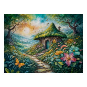 Charming Cottage by Serene Path Poster