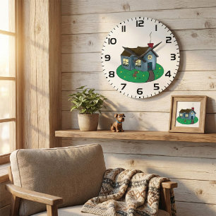 Charming Cottage Style House with Garden Large Clock