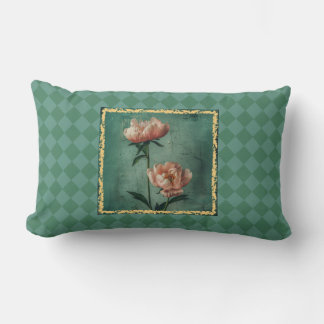 Charming Cottage Style Peony Print Lumbar Cushion