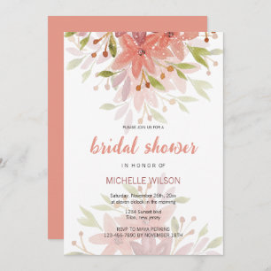 Charming Country Terracotta Blush Floral Art Invitation