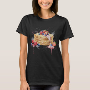 Charming Crepes & Berries Watercolor French Desser T-Shirt