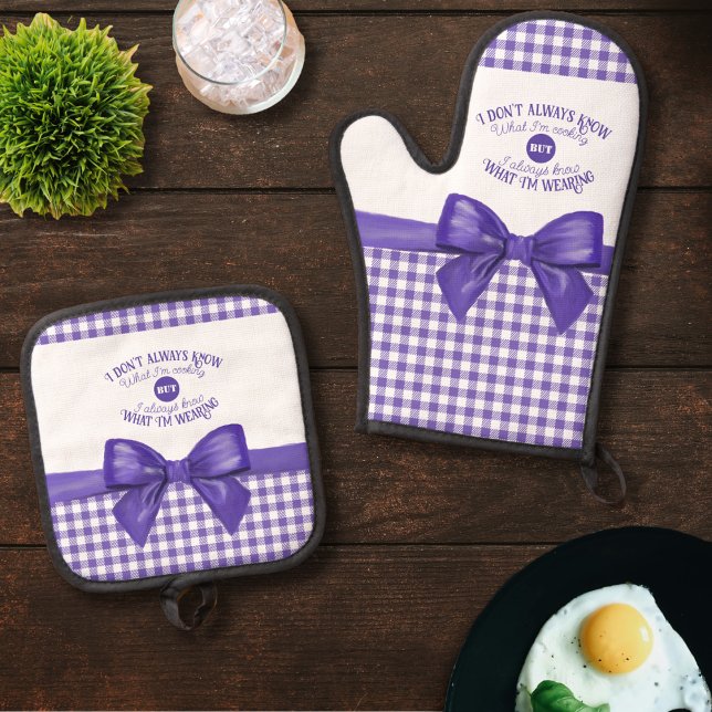 Charming Culinary Comedy: The Purple Vichy Oven Mitt & Pot Holder Set (Creator Uploaded)