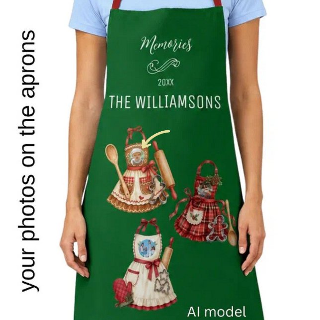 Charming Custom Holiday 3 Photo Apron Name Year  (Creator Uploaded)