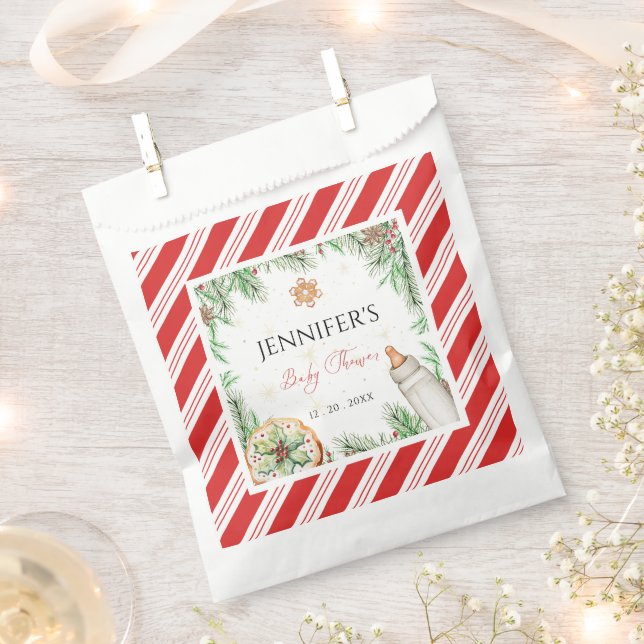 Charming Custom Watercolor Christmas Baby Shower Favour Bags (Clipped)