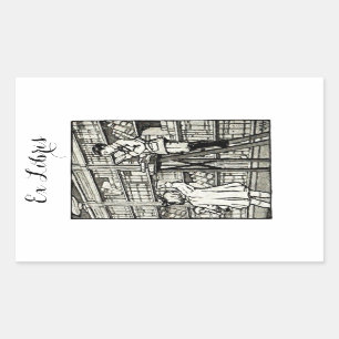 Charming Customisable Ex Libris Book Plate Rectangular Sticker