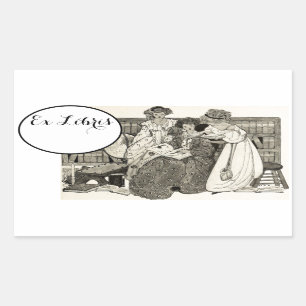 Charming Customisable Ex Libris Library Bookplate Rectangular Sticker