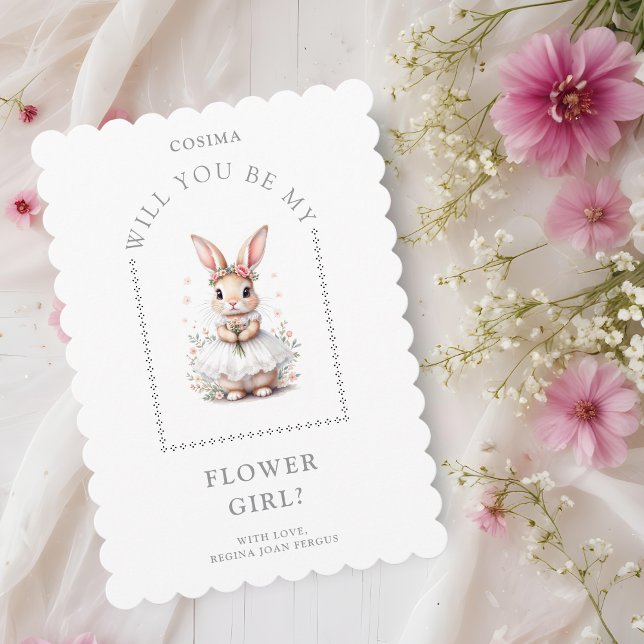 Charming Cute Bunny Ornamental Dome Arch Effect  (Charming Cute Bunny Ornamental Dome Arch Effect Flower Girl Proposal Card.)
