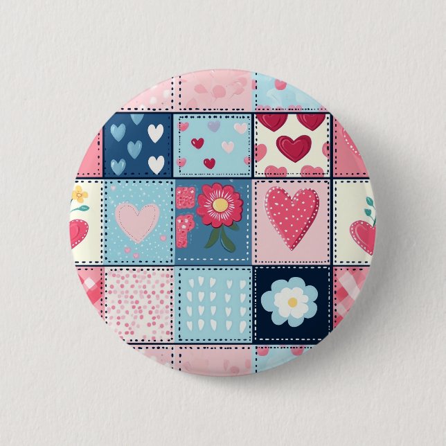 Charming Cute Patchwork Design  6 Cm Round Badge (Front)