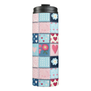 Charming Cute Patchwork Design Thermal Tumbler