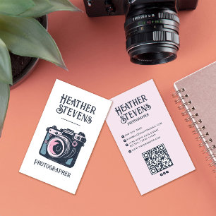 Charming Cute Retro Camera Cool Photographer Business Card