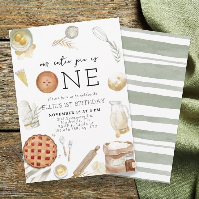 Charming Cutie Pie First Birthday  Invitation (Creator Uploaded)