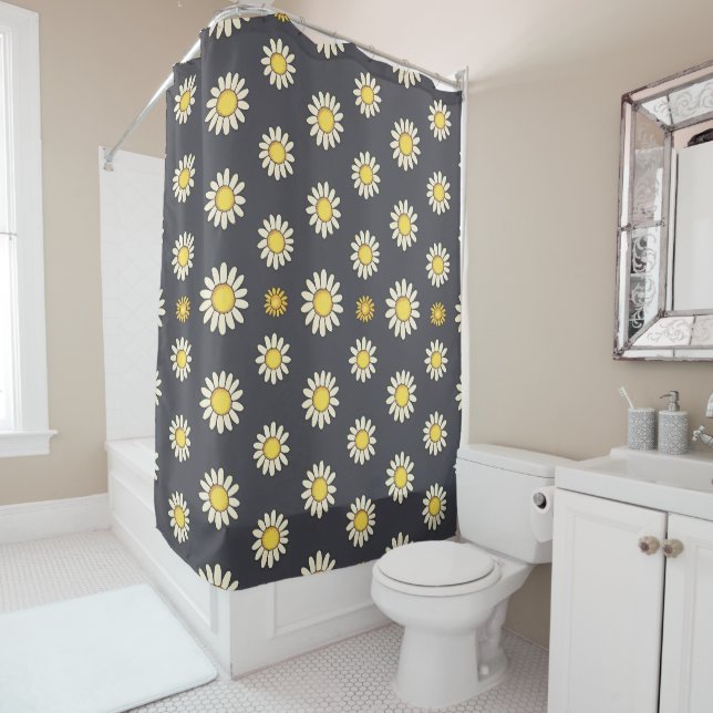 Charming Daisy Collection Versatile Floral Pattern Shower Curtain (In Situ)