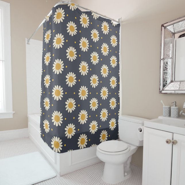 Charming Daisy Collection Versatile Floral Pattern Shower Curtain (In Situ)