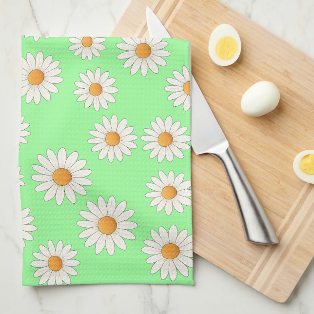 Charming Daisy Floral Kitchen Towel (Quarter Fold)
