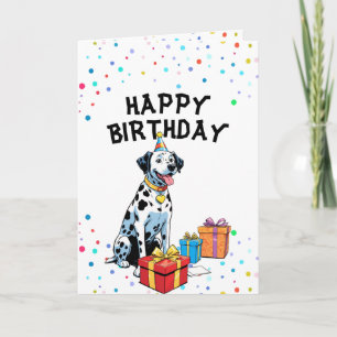 Charming Dalmatian with Gift Boxes Birthday Card