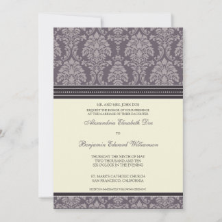 Charming Damask 5x7 Wedding Invitation: plum Invitation
