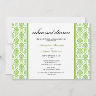 Charming Damask Rehearsal Dinner Invitation (lime)