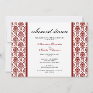 Charming Damask Rehearsal Dinner Invitation (red)
