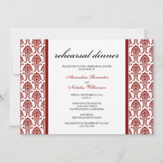 Charming Damask Rehearsal Dinner Invitation (red)