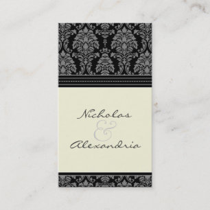 Charming Damask Wedding Web Card (black/ivory)