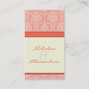 Charming Damask Wedding Web Card (coral/ivory)