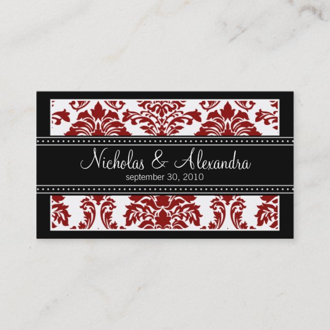 Charming Damask Wedding Web Card (red/black) (Front)
