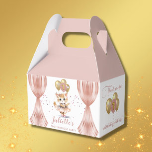 Charming Dancing Kitten Photo First Birthday Girl Favour Box