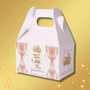 Charming Dancing Kitten Photo First Birthday Girl Favour Box