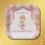 Charming Dancing Kitten Photo First Birthday Girl  Paper Plate<br><div class="desc">It is party time and such fun to decorate with that little ballerina and the pink and gold balloons-- completed with her custom script name. "Love" really is the answer. Any design questions just send a chat or an email to charmdesignstudio@rcn.com and we'll be delighted to assist.</div>