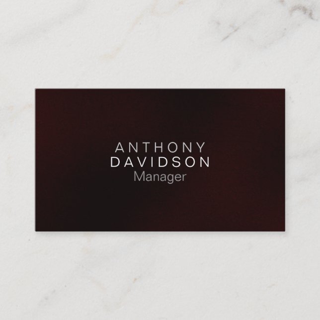 Charming Dark Red Professional Business Card (Front)