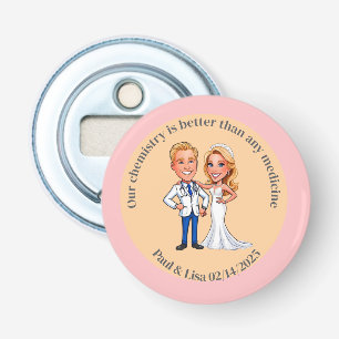 Charming Doctor Couple Cartoon Medical LOVE Bottle Opener