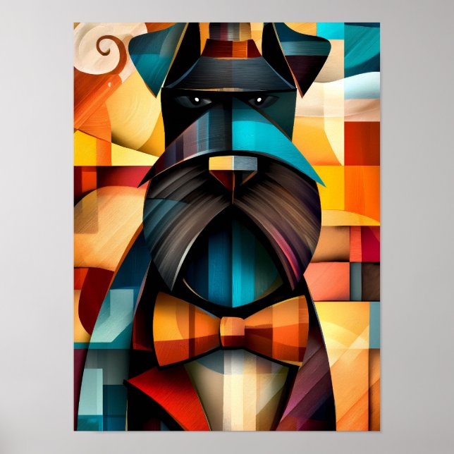 Charming Dog – Cubist Gentleman in a Bow Tie Poster (Front)