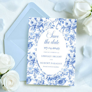 Charming Dusty Blue Roses Save the Date Wedding   Announcement