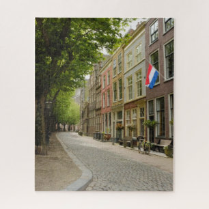 Charming Dutch Street Quaint Leiden Netherlands Jigsaw Puzzle
