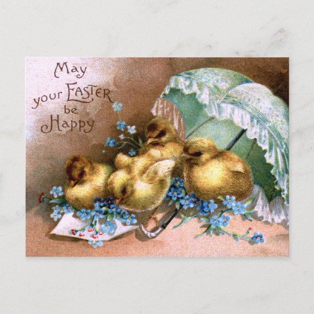 Charming Easter Chicks Holiday Postcard (Front)