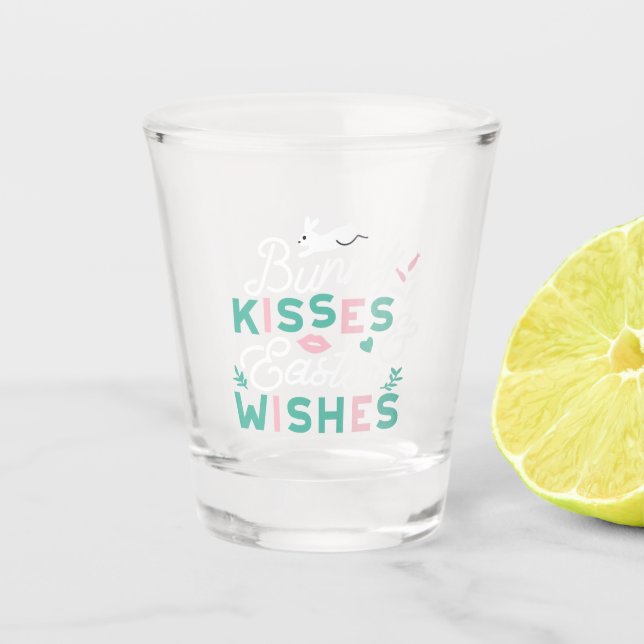 Charming Easter Typography Bunny Easter Shot Glass (Front)