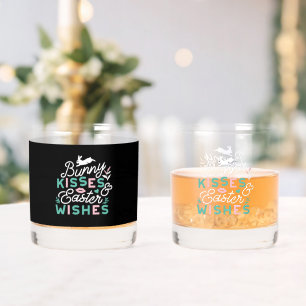 Charming Easter Typography Bunny Easter Whiskey Glass