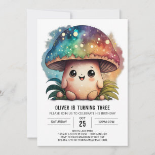 Charming Editable Mushroom Birthday Invitation