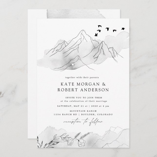 Charming Elegant Landscape Wedding Invitation (Front/Back)