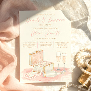 Charming Elegant Pearls & Prosecco Bridal Shower Invitation