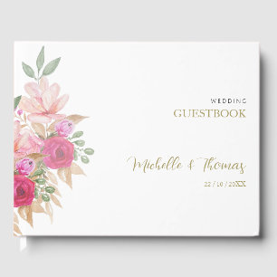 Charming Elegant Watercolor Floral Arrangement  Guest Book