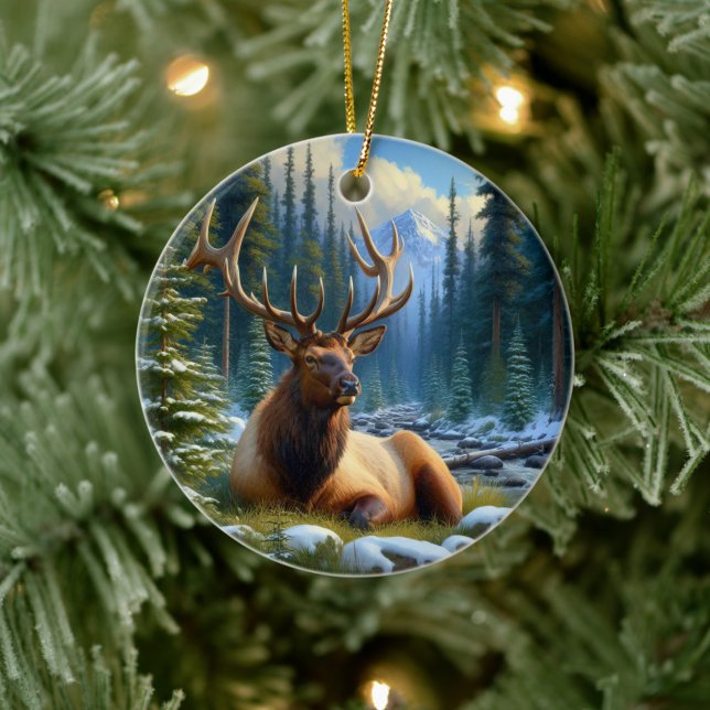 Charming Elk Animal Keepsake Ceramic Tree Decoration (Creator Uploaded)
