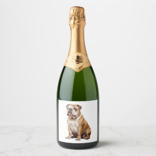 Charming English Bulldog Portrait - Adorable Canin Sparkling Wine Label