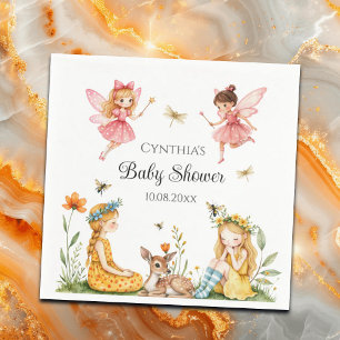 Charming Fairies Woodland Animals Baby Shower  Napkin