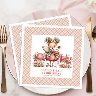 Charming Fairy Pink Floral Whimsical Party Birthda Napkin