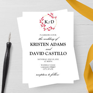 Charming Fall Leaf Monogram Wedding Invitation