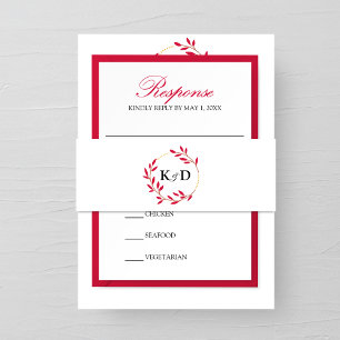 Charming Fall Leaf Monogram Wedding Invitation Belly Band