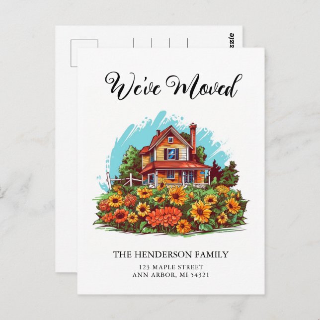 Charming Farmhouse We've Moved Announcement Postcard (Front/Back)