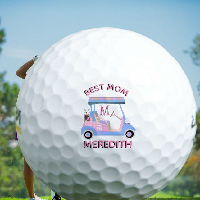 Charming Feminine Golf Cart Best Mum Monogram Name Golf Balls (Creator Uploaded)